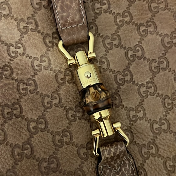 COPY - Gucci Large Jackie O Tan Leather Monogram bag - Picture 2 of 8